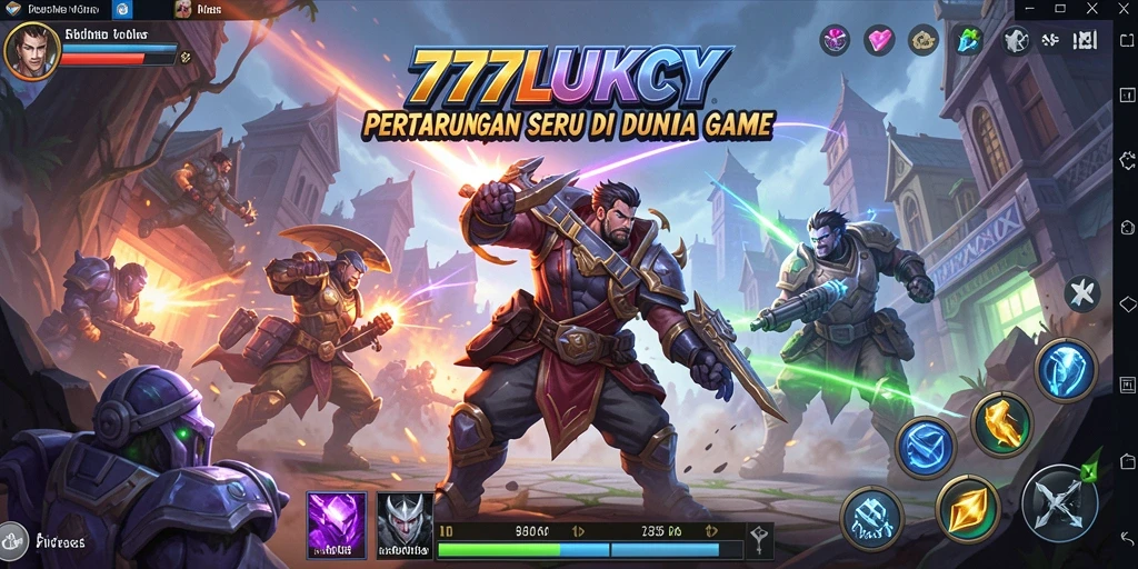 Screenshot gameplay 777LUKCY menampilkan pertarungan seru antar karakter.