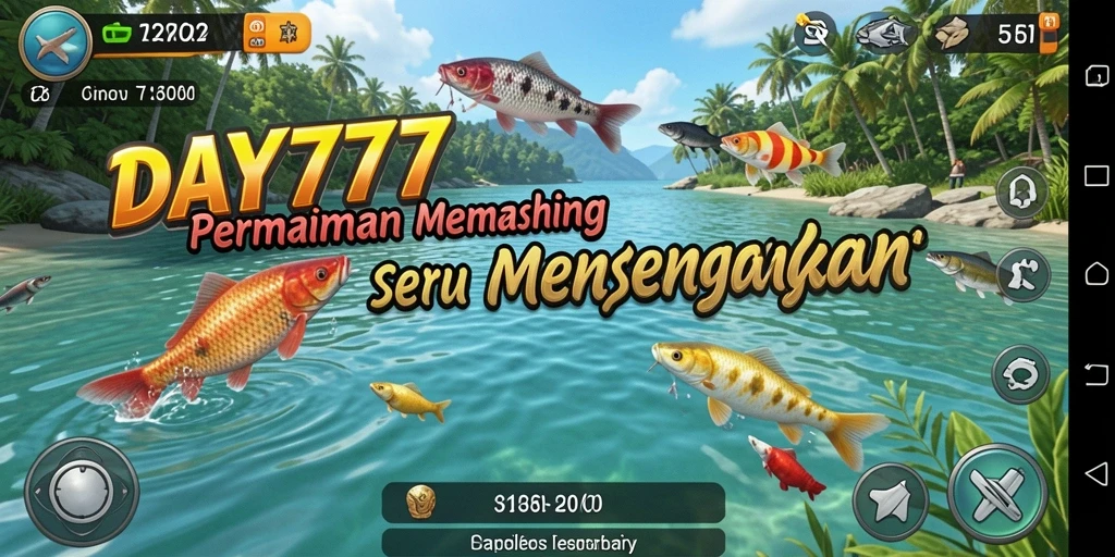 Tampilan gameplay DAY777 yang menampilkan aktivitas memancing seru.