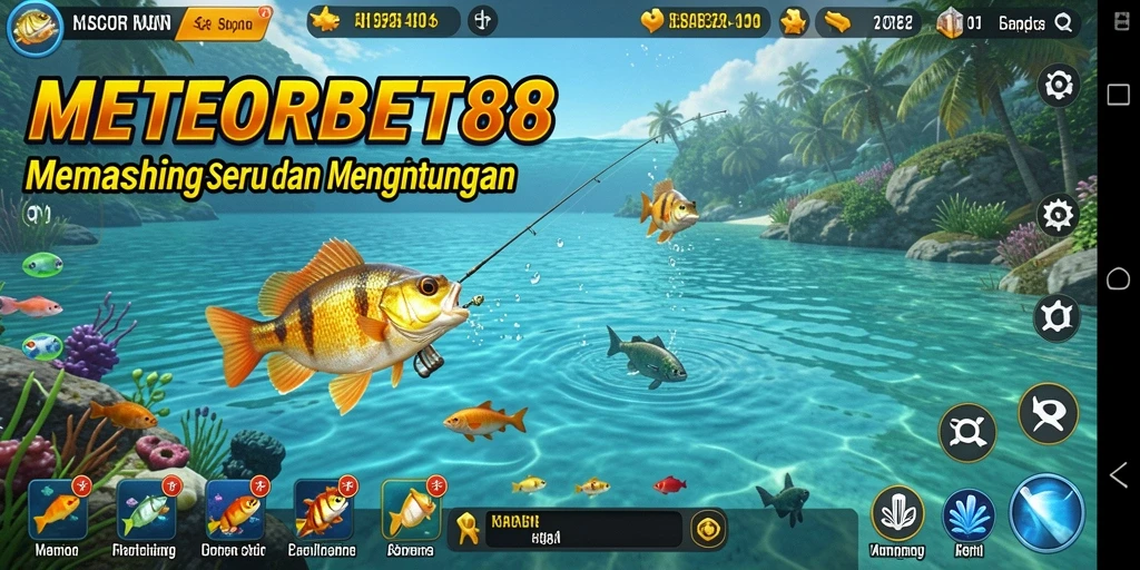 Menampilkan aksi seru dalam gameplay memancing METEORBET88.