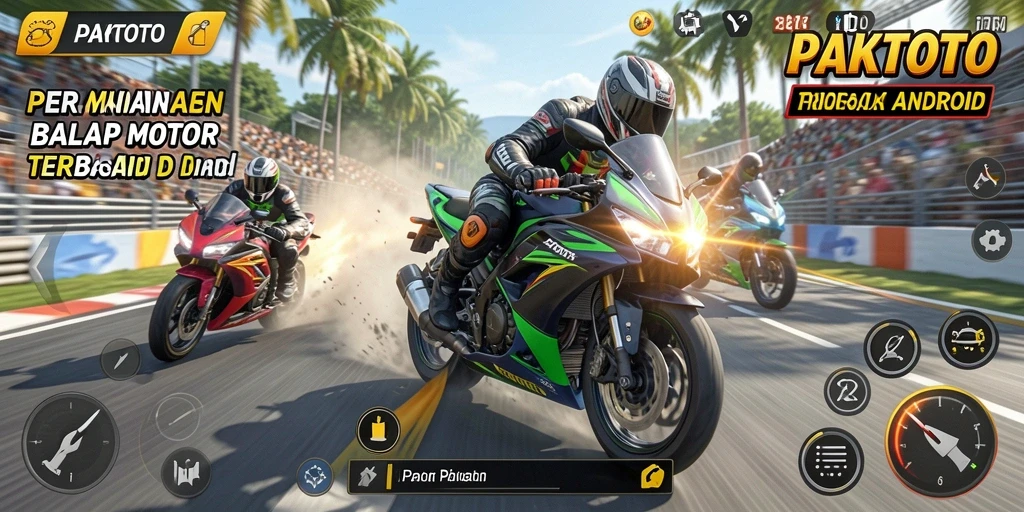 Screenshot gameplay PAKTOTO menampilkan balapan motor yang seru.