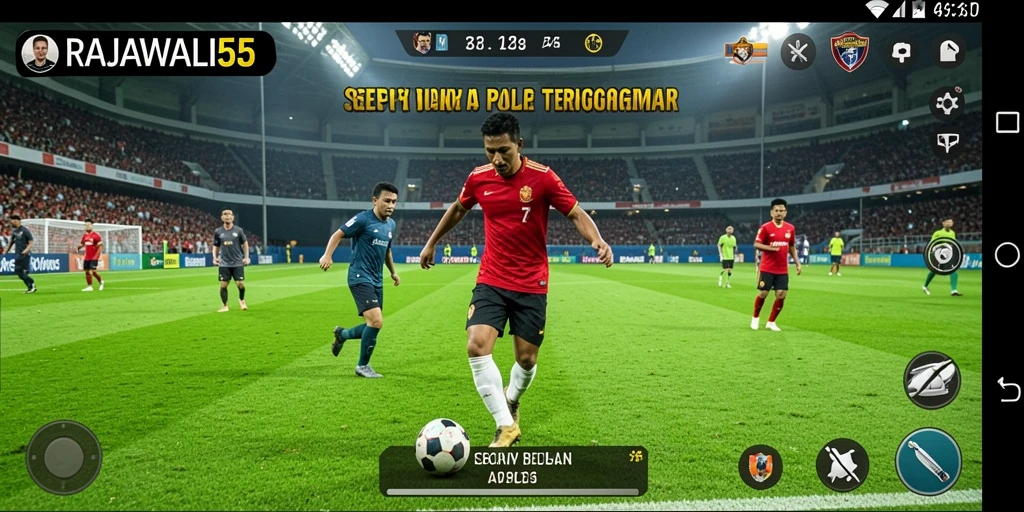 Tampilan seru saat pertandingan sepak bola dalam RAJAWALI55.